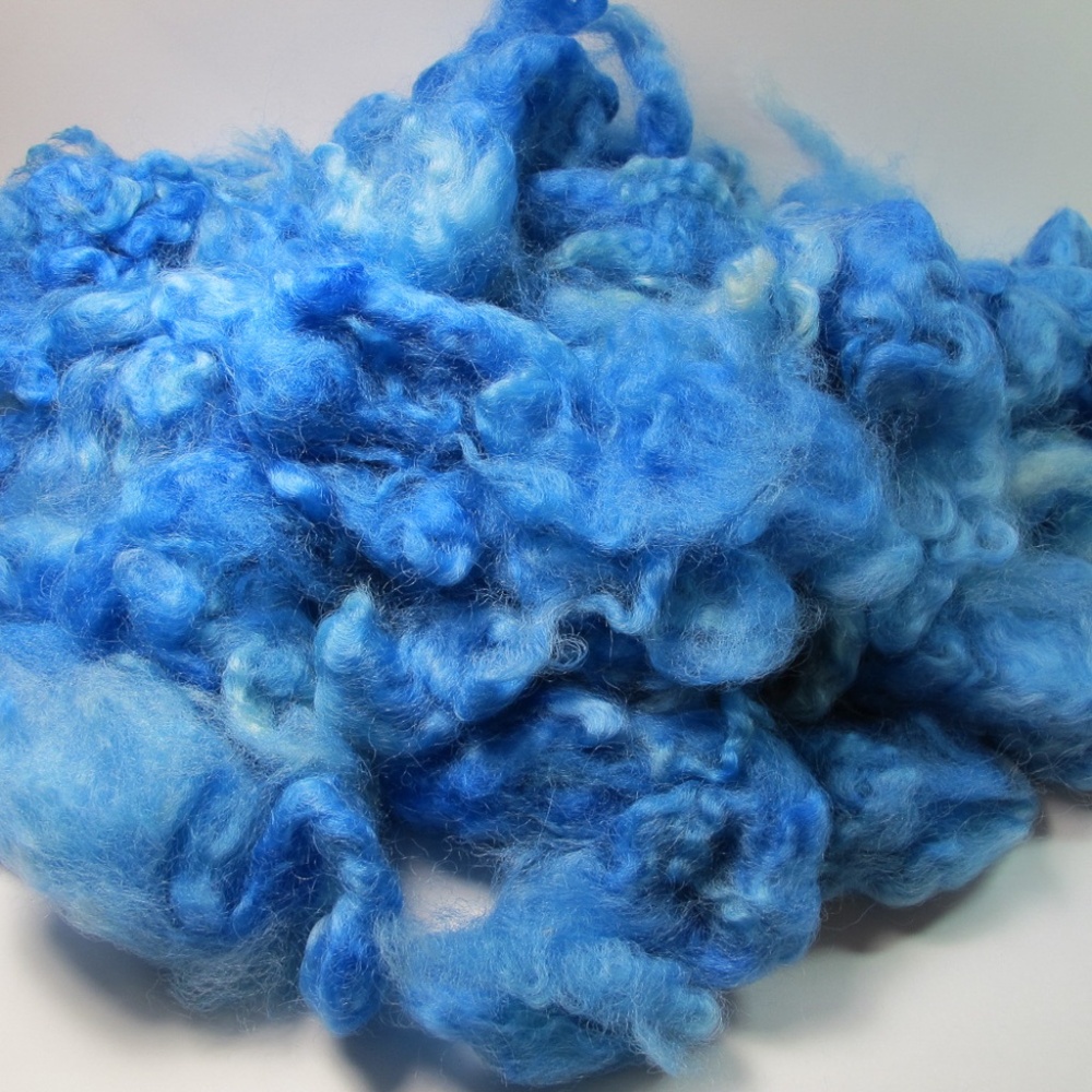 Hand Dyed Coopworth Wool Locks Sapphire Blue for Felting, Spinning, Weaving